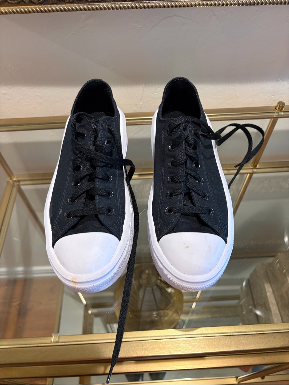 Converse Black Canvas Low-Top Sneakers with White Toe Cap